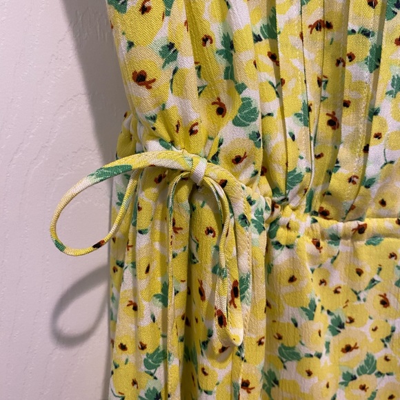 XSP loft floral print dress with side ties green yellow and white - like new - Picture 4 of 9